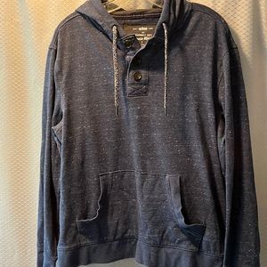 Men’s large blue urban pipeline hoodie. Three buttons on the front.